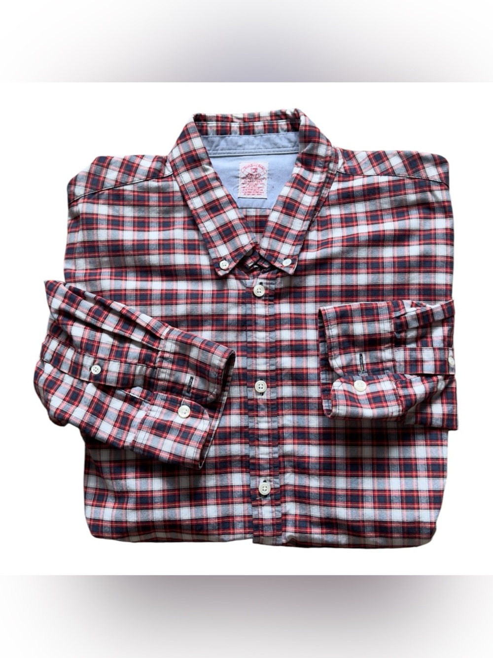 Scotch & Soda Amsterdam Couture Plaid Button Down Shirt Burgundy Cream XL